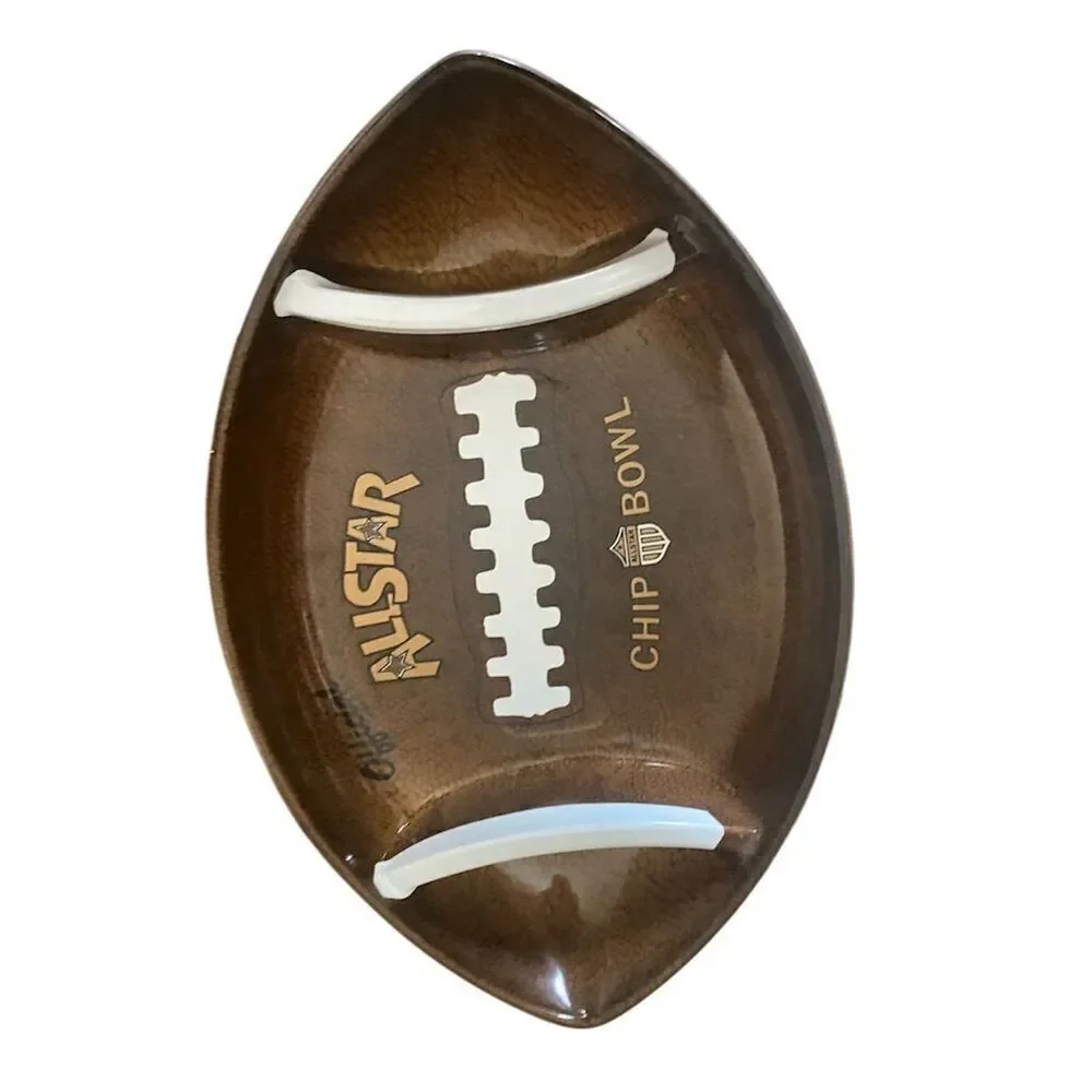 Allstar Football Chip Bowl Sports-Themed Decorative Party Dish Brown